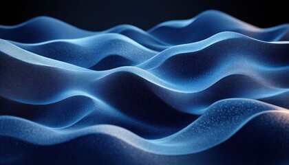 Obraz premium Abstract 3D Wave Pattern in Deep Blue Tones Minimalist Design