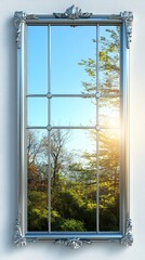 A Decorative Silver Framed Window View Of Natural Sunlight