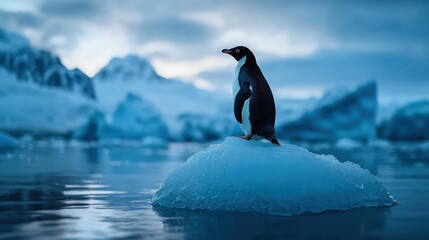 Obraz premium Majestic penguin on an icy landscape