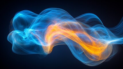 Fototapeta premium Abstract blue and orange energy wave.