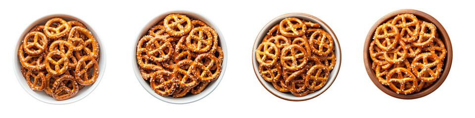Bowls filled with a variety of freshly baked golden brown pretzel bites   a classic savory snack that is perfect for sharing at parties gatherings or as a casual satisfying treat