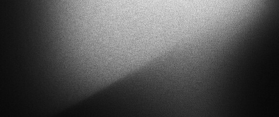 Grainy background black white, dark gray abstract noise texture gradient shape, summer banner backdrop design
