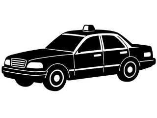 police car black silhouette vector, Simple silhouette Design vector icon with white background. Transport vector illustration 