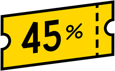 45 percent discount line icon
