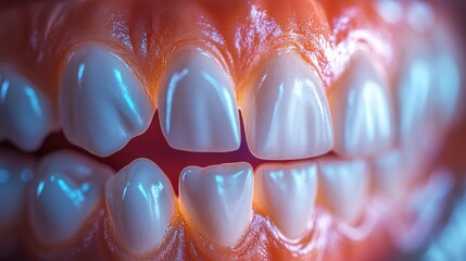 detailed close-up of upper jaw teeth and gums for dental procedure and smile enhancement