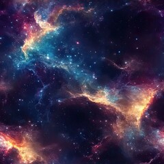 Fototapeta premium Stunning Space Nebula Reflective Surfaces and Multi Dimensional Seamless Pattern Design