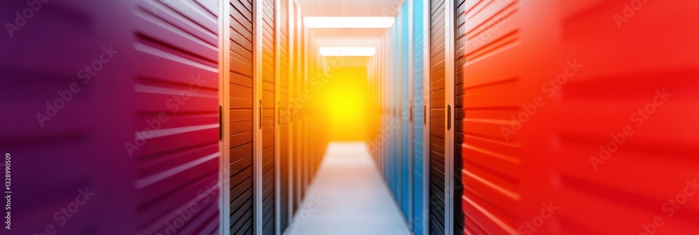Poster Vibrant Data Center Innovation Immersive Tech Infrastructure with Gradient Color Dynamics - Next-Gen Digital Transformation and Cloud Performance Visualization