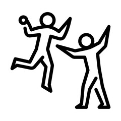people playing handball with outline style icon 
