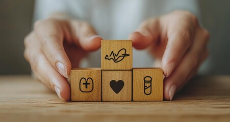 Health Promotion and NCD Prevention with Wooden Blocks and Symbols