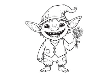 Obraz premium Whimsical Cartoon Gnome – A Playful Fantasy Sketch