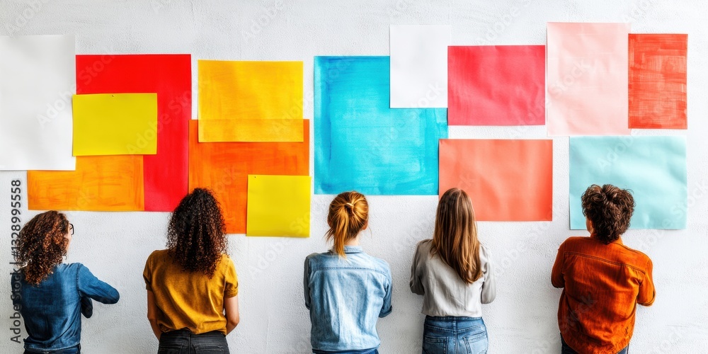 Poster collaborative design innovation millennial creative team exploring vibrant color strategy wall for n
