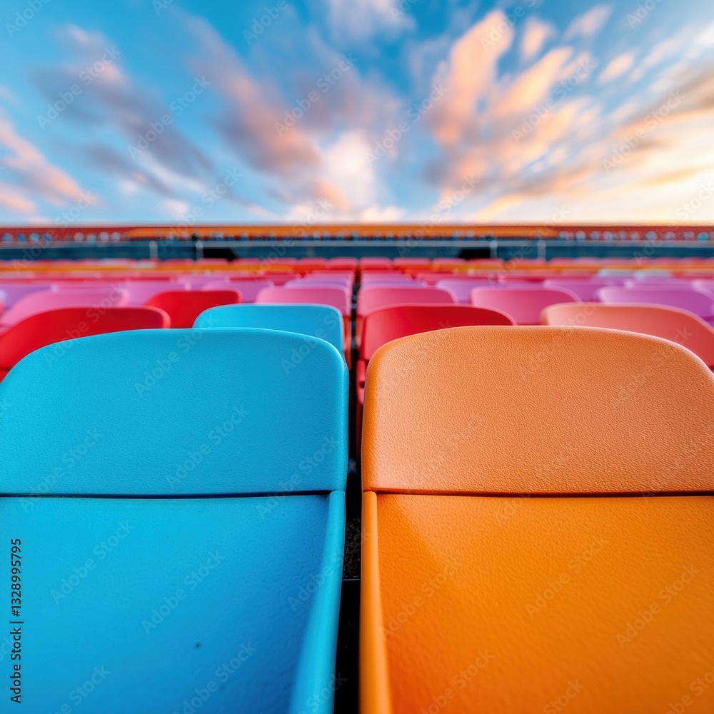 Aufkleber vibrant minimalist stadium seating contemporary color-block design capturing sports architectures dy