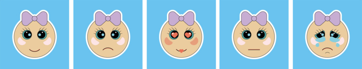 Emoji with 5 different facial emotions