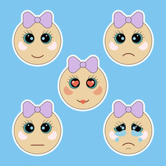 Emoji with 5 different facial emotions