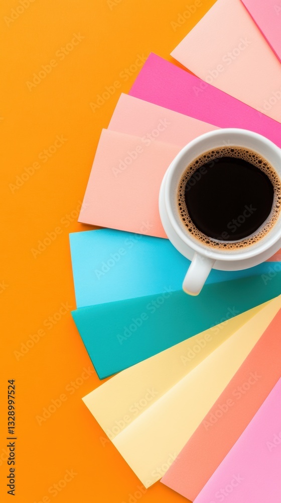 Aufkleber vibrant productivity palette minimalist coffee styling with color-blocking design for creative profe