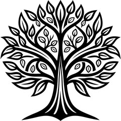 Obraz premium Line art tree vector illustration on white background