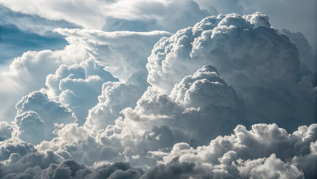 Expansive cumulus clouds fill the sky, promising an imminent change in the weather.
