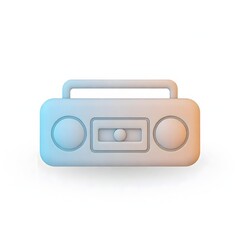 Fototapeta premium A minimalist 3d rendering of a stylized boombox with gradient lighting isolated on a white background