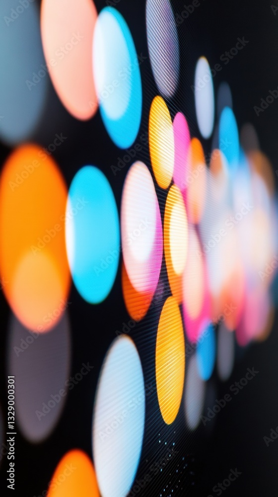 Poster Vibrant Digital Visualizations Blurred Chromatic Data Orbs Revealing Next-Gen Information Design for Innovative Tech Marketing and Visual Analytics
