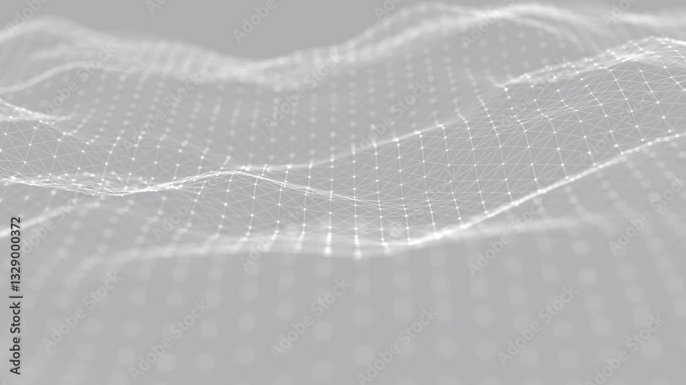 Poster dynamic wave with connected dots and lines on a white background. digital particles wave, dots, and 