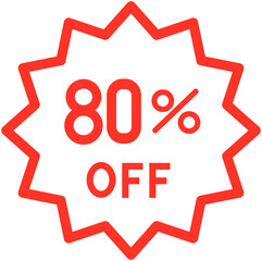 80 percent off discount label icon
