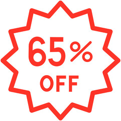 65 percent off discount label icon
