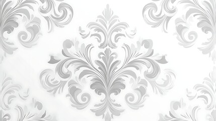 Elegant White Floral Pattern with Intricate Swirls, Elegant white floral pattern with intricate swirls and petals on a light background