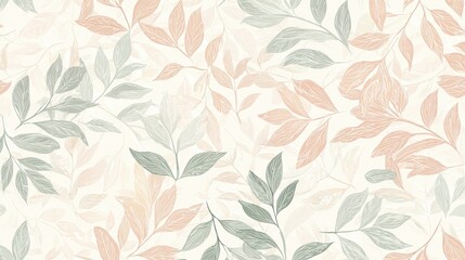 A soft, pastel-patterned background featuring various leaves in delicate colors, creating a serene and natural aesthetic.