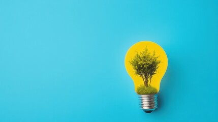 Eco-Innovation Visualized Sustainable Green Technology Concept Illuminating Circular Economy with Miniature Tree Inside Bright Lightbulb - Future of Environmental Design