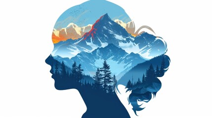 Explorer and Mountains: A person’s silhouette filled with a mountain range, embodying their adventurous spirit and deep connection with the rugged beauty of nature.
