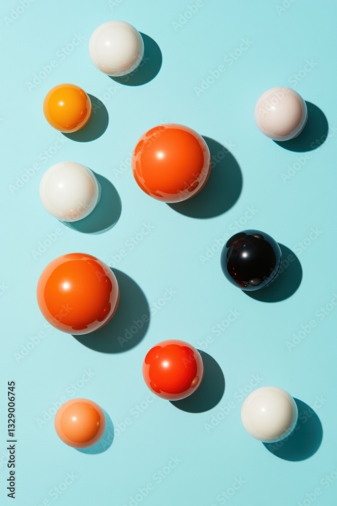 Poster minimalist color theory geometric spheres in pastel teal - dynamic digital design exploring visual b
