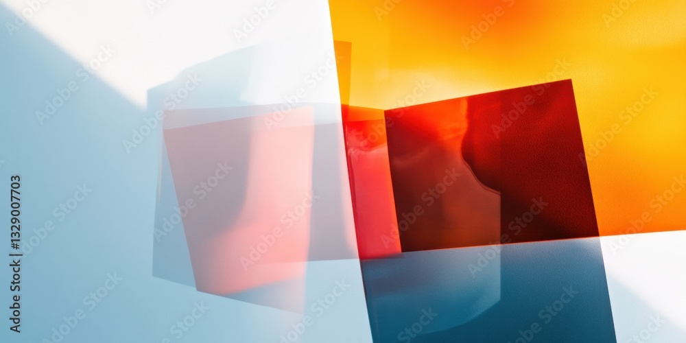 Poster Futuristic Mixed Reality Design Translucent Geometric Layers in Vibrant Digital Innovation - Next-Gen Visual Technology and Creative Spatial Visualization