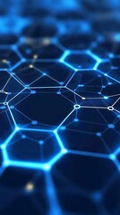 Obraz premium Abstract network connection of molecular structures with glowing lines