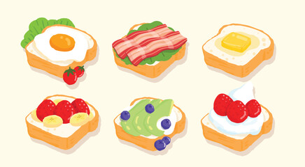 Vector Illustration of Delicious Breakfast Food Set