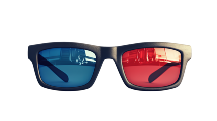 Png of A pair of stylish 3D glasses with red and blue lenses, perfect for enhancing the viewing experience on transparent background.