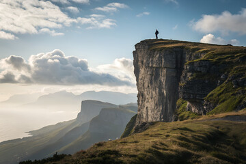 Fototapeta premium image captures serene and timeless essence of a solitary cliff, emphasizing its isolated and tranquil nature