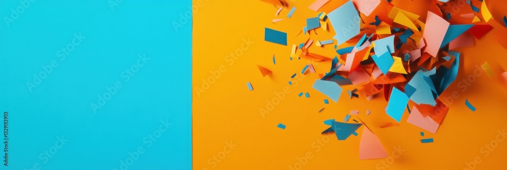 Poster vibrant digital celebration explosion minimalist confetti dynamic design for modern event branding, 