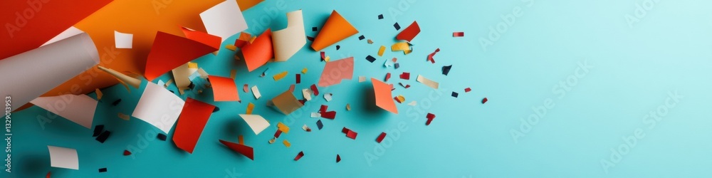 Poster dynamic minimalist confetti explosion creative branding backdrop for digital marketing, event design