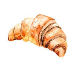 croissant watercolor food illustration isolated in transparent background