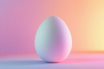 Fototapeta premium White Egg Resting Gracefully on a Soft Pastel Backdrop in Tranquil Light. Generative AI