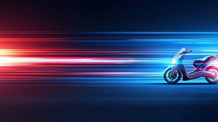 A sleek scooter on a dynamic blue and red abstract speed-line background,