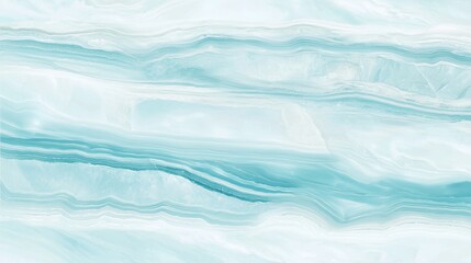 Fototapeta premium Light blue marble with flowing veins, smooth texture, and subtle white swirls. Polished stone with natural patterns, soft hues, and glossy finish. Geological surface with elegant design.