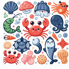 seafood, fish, restaurant, food, vector, illustration, menu, vintage, sketch, dinner, sea, fresh, design, ocean, shrimp, retro, ink, drawing, meal, background, lunch, graphic, market, gourmet, marine,