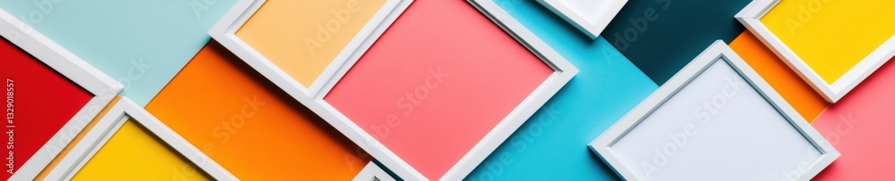 Aufkleber Vibrant Color Block Design Modern Minimalist Abstract Geometric Pattern Showcasing Creative Visual Composition for Digital Marketing and Brand Identity Trends