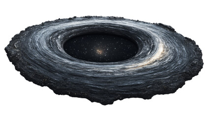 Black hole surrounded by swirling cosmic material