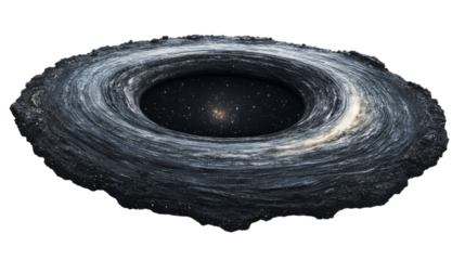 Black hole surrounded by swirling cosmic material