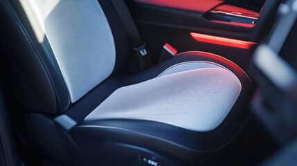A smart car seat, car with seat adjusting to optimize comfort based on user profile, Transport-tech style