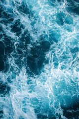 Fototapeta premium Pure Blue Turquoise Ocean Water Texture with Waves and Foam