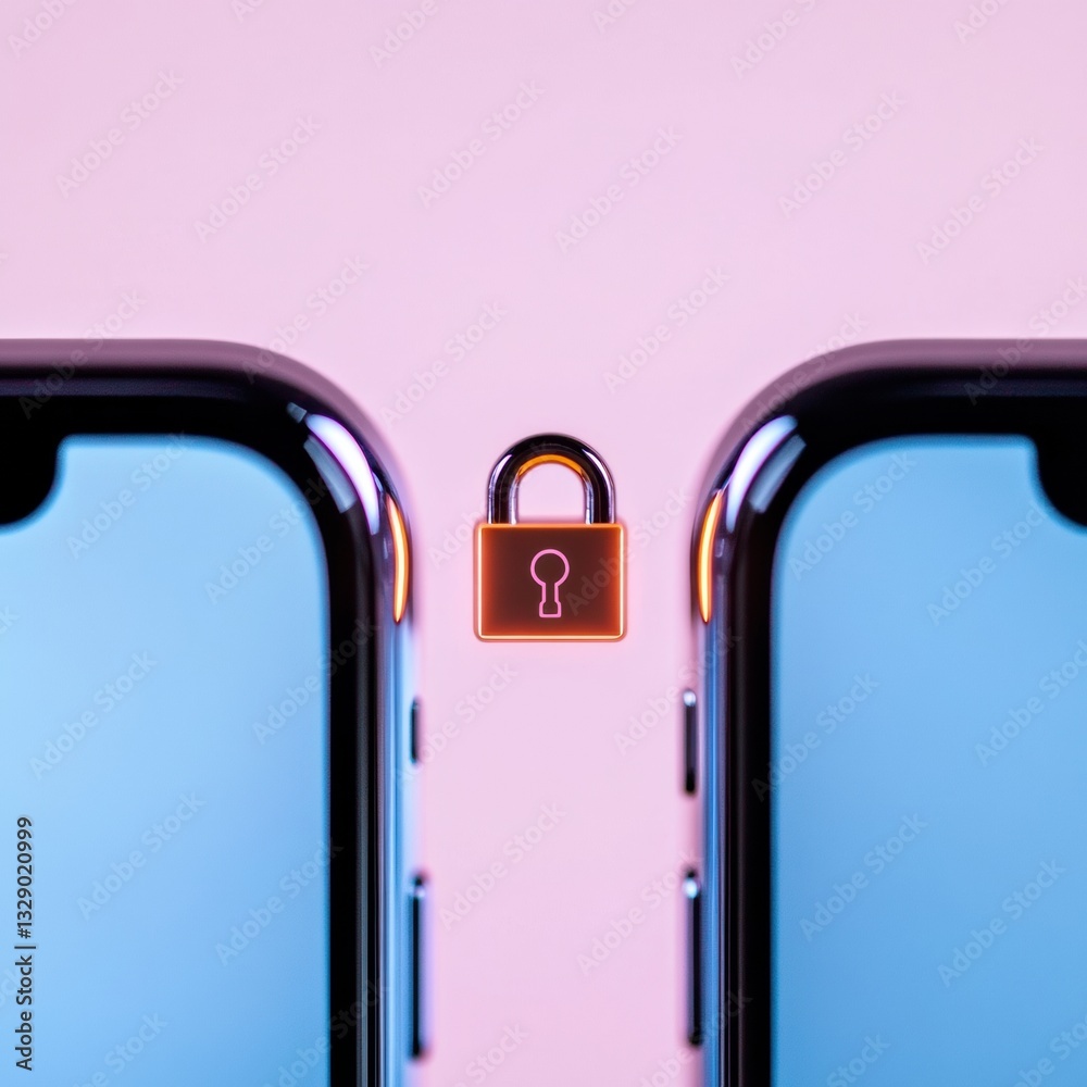 Leinwandbilder Quantum Secure Next-Gen Mobile Encryption for Digital Natives - Sleek Minimalist Data Protection in Pastel Chromatic Tech Ecosystem