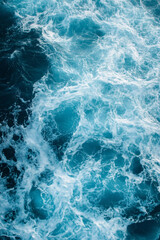 Fototapeta premium Pure Blue Turquoise Ocean Water Texture with Waves and Foam